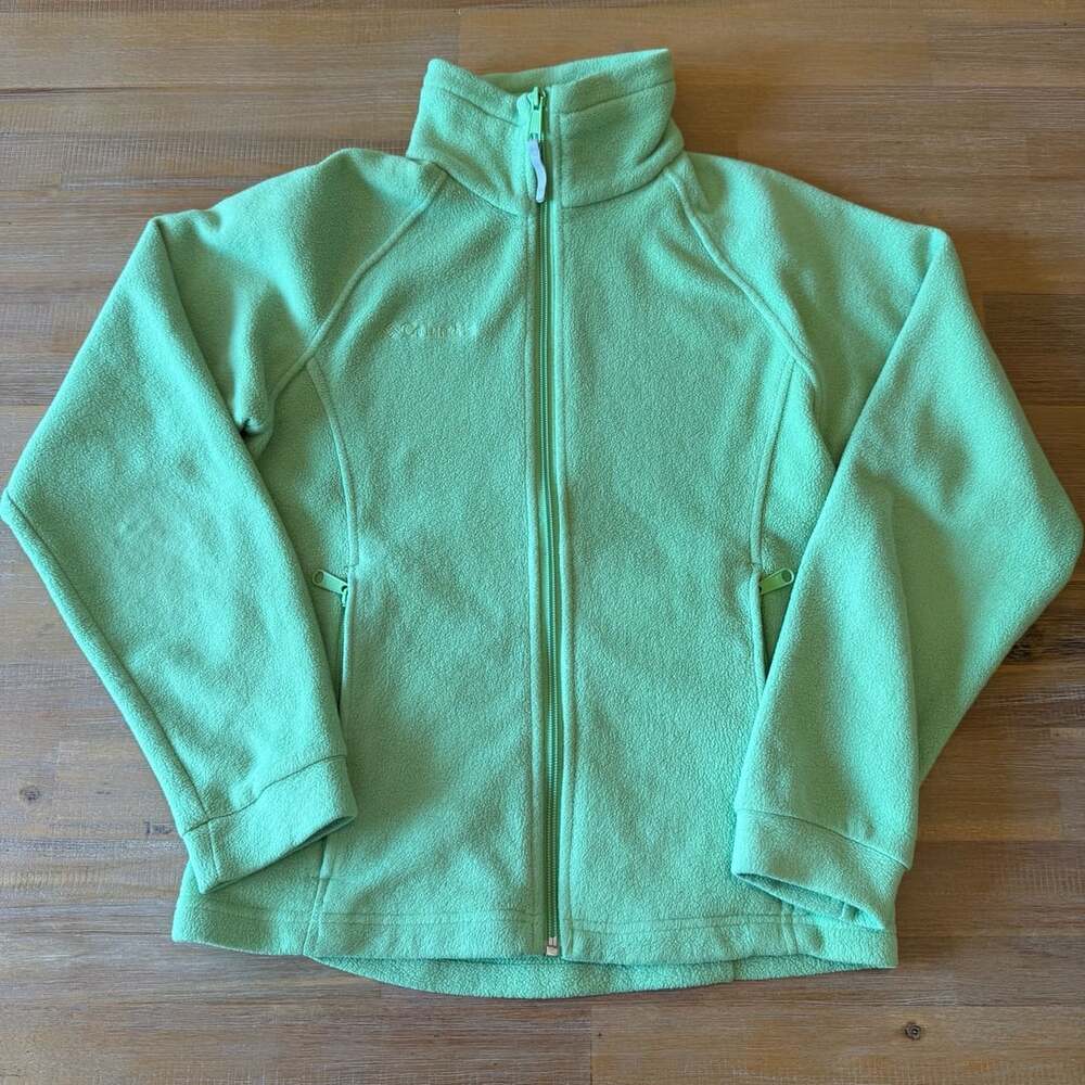Columbia Fleece Jacket Womens M Lime Green Benton Springs Full Zip Up Sweater